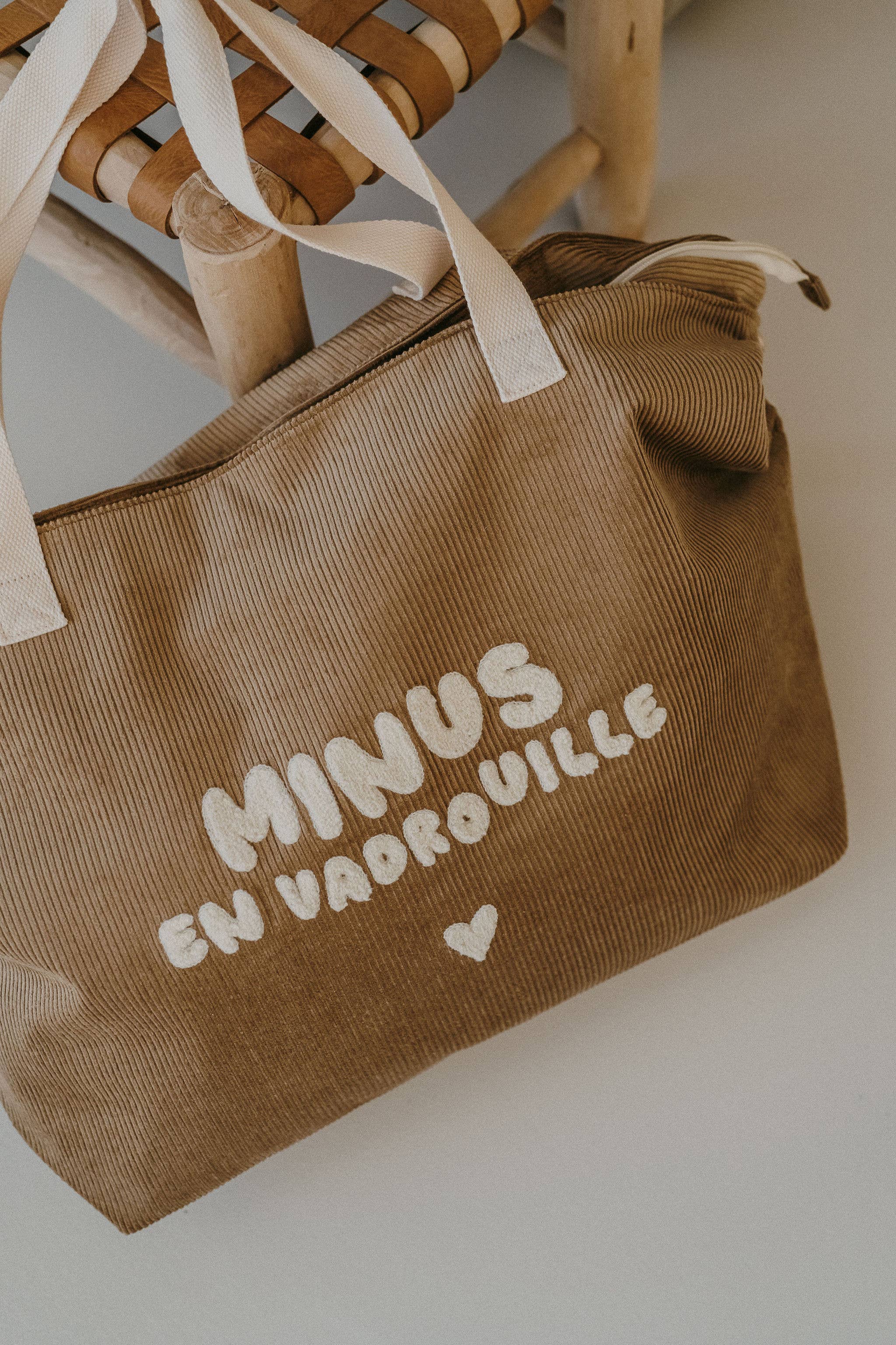 Sac cabas XL velours beige - Minus en vadrouille