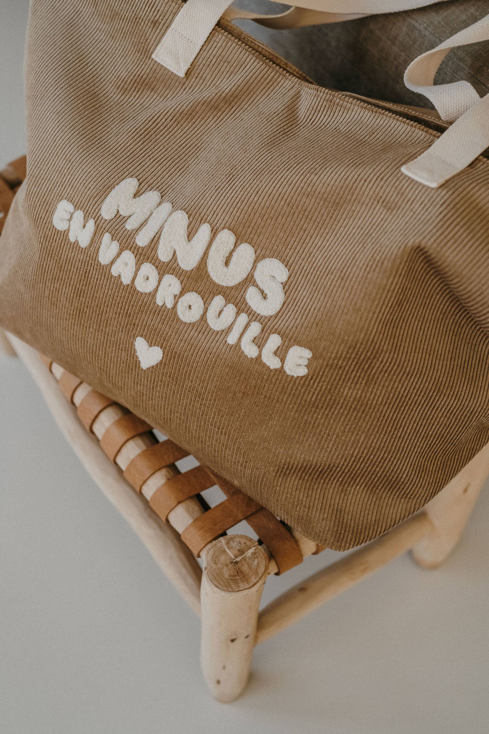Sac cabas XL velours beige - Minus en vadrouille